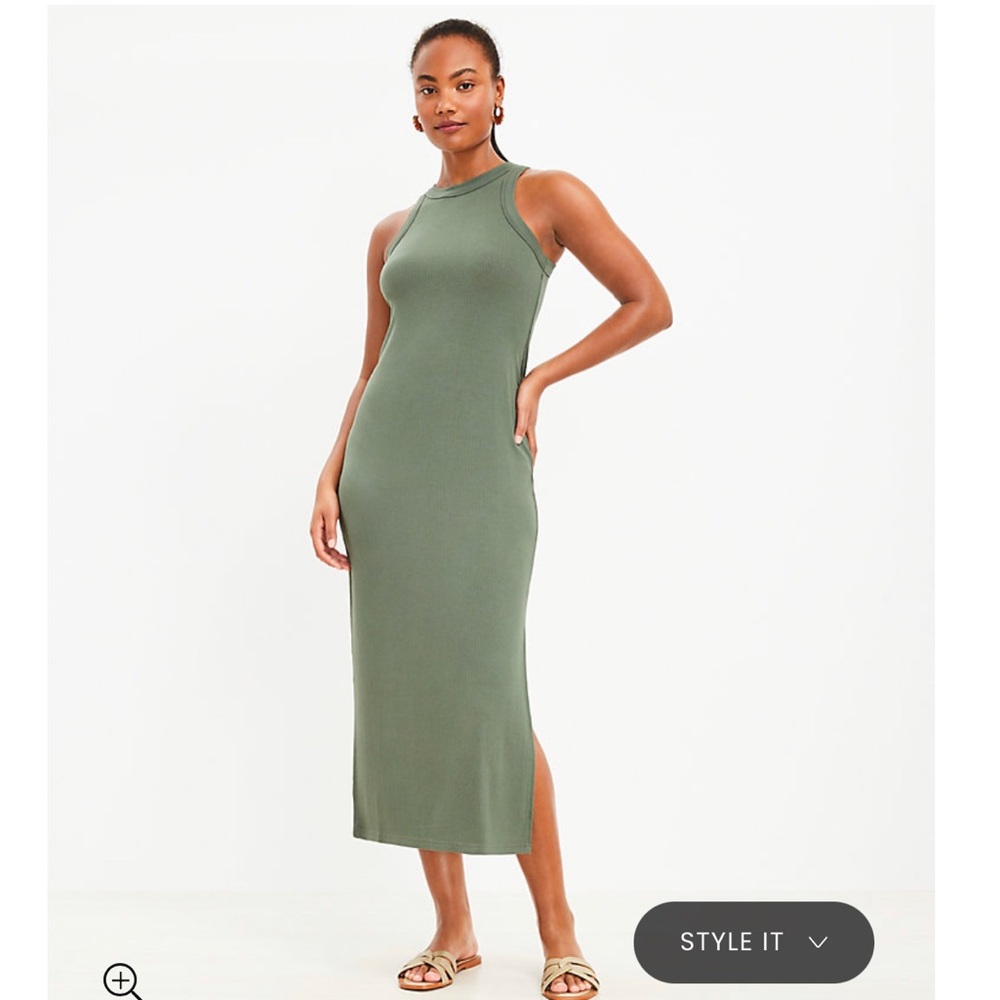 Loft Perfect Tank Green MIDI Dress